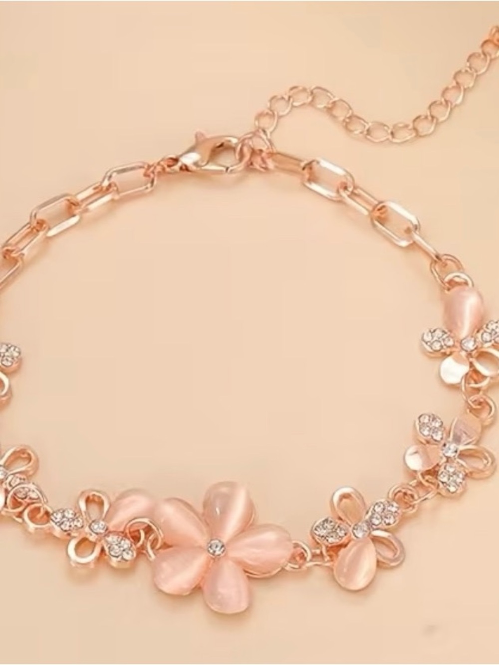 Elegant Rose Gold Floral Bracelet - Women's Jewelry
